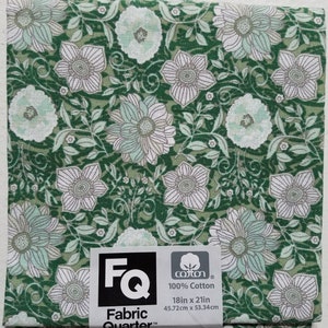 Fabric Quarters Cotton Fabric 18&quot;- Green Floral