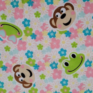 Frogs and Monkey Faces Flannel Fabric (1.5 yards)