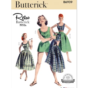 Butterick Sewing Pattern B6939 Misses' Playsuit, Midriff Blouse, Shorts and Skirt
