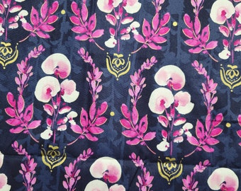 Watercolor Trellis Navy Cotton Fabric (35 inches)