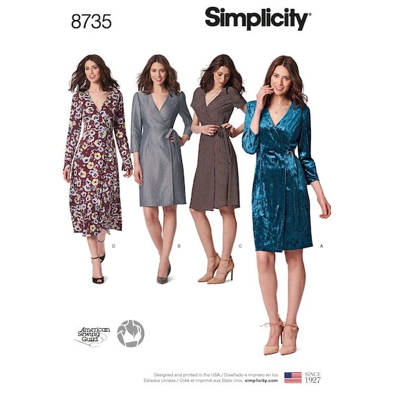 Simplicity Sewing Pattern 8735 Misses'/miss Petite Wrap Dress - Etsy
