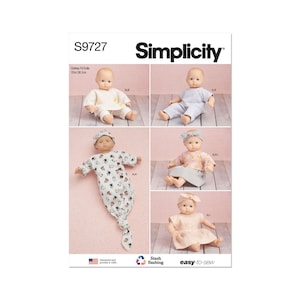 Simplicity Sewing Pattern S9727 15&quot; Baby Doll Clothes, Hat and Headband