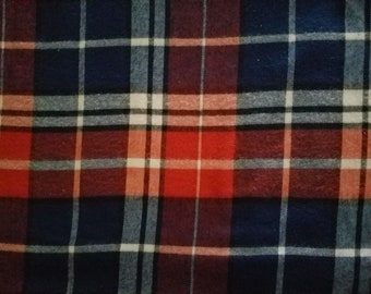 Red & Blue  Flannel Plaid Shirting Fabric (1 yard 30 inches)