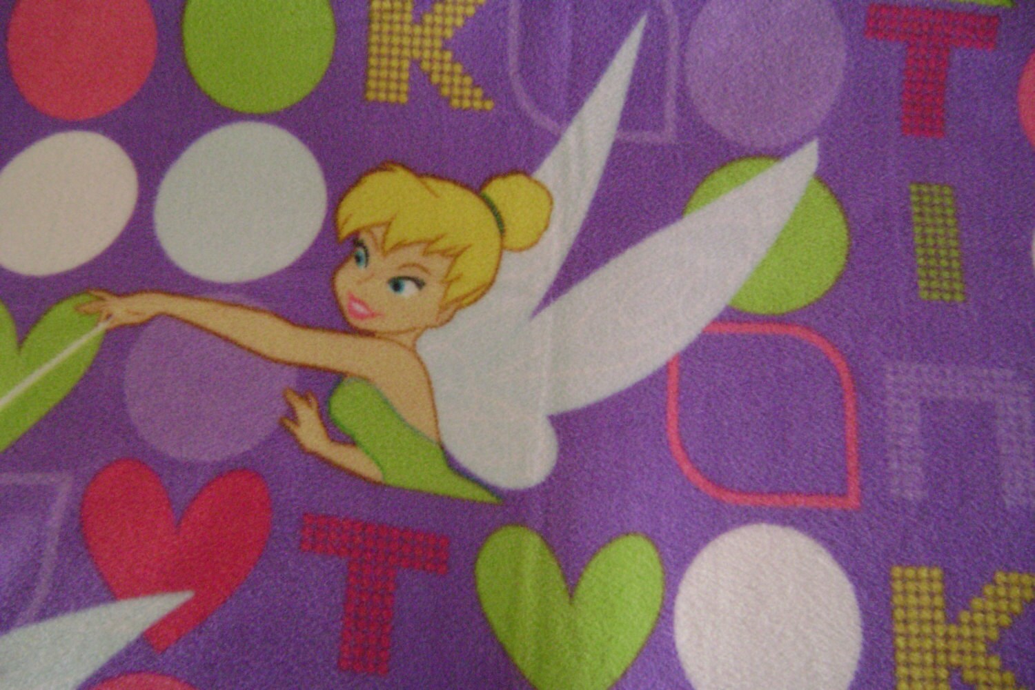 Large Print Tinker Bell With Purple Background Fleece Blanket Etsy Canada