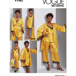 Vogue Sewing Pattern V1962 Misses&#39; Robe, Camisole, Slip Dress and Pants