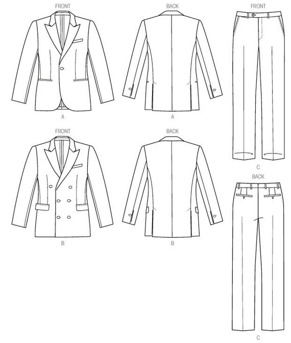 Vogue Pattern V8988 Men's Single or Double-breasted Suit