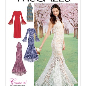 McCall&#39;s Sewing Pattern M7569 Misses&#39; Column and Trumpet Dresses with Bodice and Sleeve Variations