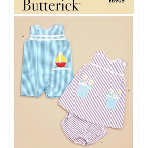 Butterick Sewing Pattern B6905 Baby Overalls, Dress and Panties