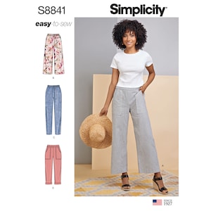 Simplicity Sewing Pattern S8841 Misses' Wide or Slim-Leg Pull-On Pants