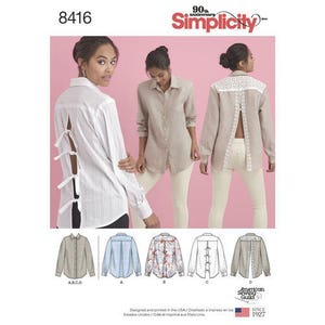 OUT of PRINT Simplicity Sewing Pattern 8416 Misses&#39; Shirt with Back Variations