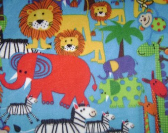 Multi-animal children's fleece blanket