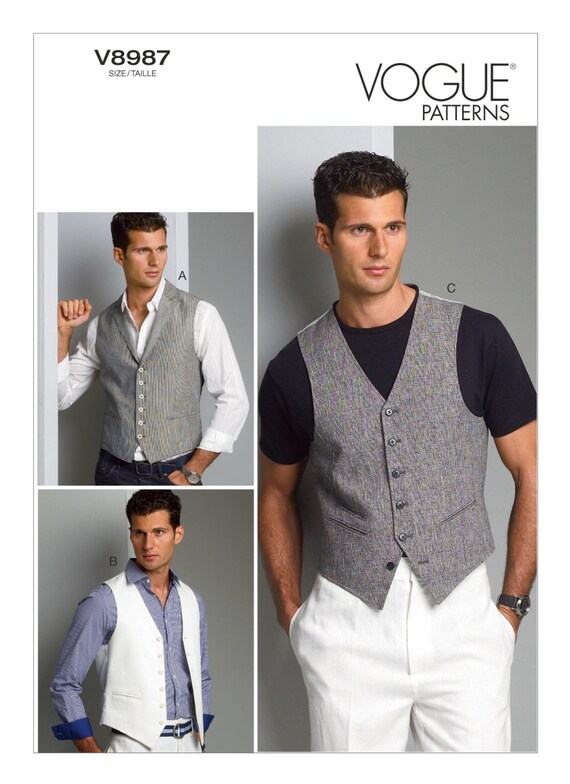 Vogue Pattern V8987 Men's Collared or Collarless Vests - Etsy