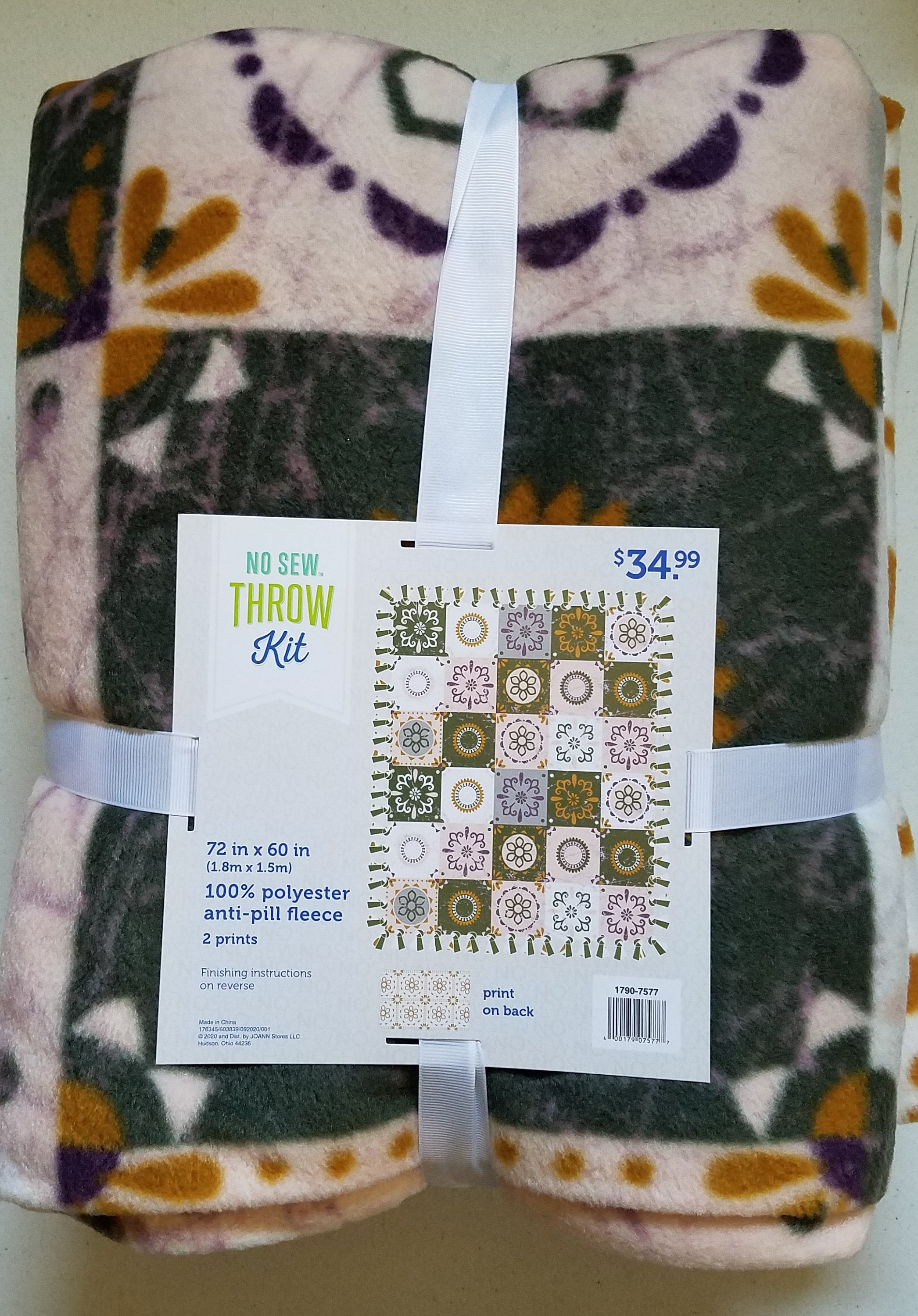 Decorative Squares 72 X 60no Sew Throw Kit Etsy