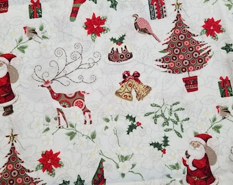 Christmas Print Cotton Fabric (1 yard 16 inches)