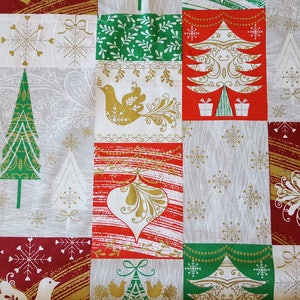Large Christmas Blocks Cotton Fabric Sold by the Yard