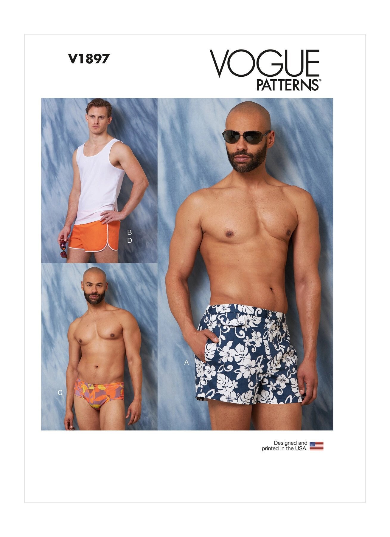Vogue Sewing Pattern V1897 Men's Swimsuits and Tank Top