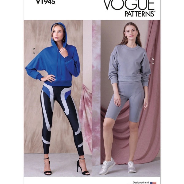 Vogue Sewing Pattern V1945 Misses’ Knit Tops and Leggings in Two Lengths