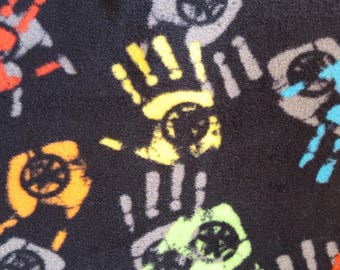 Colorful Hands Print Fleece Fabric (1.5 yards)