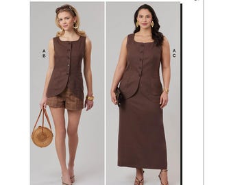 McCall's Sewing Pattern M8585 Misses' and Women's Top, Shorts and Skirt with Petite Lines