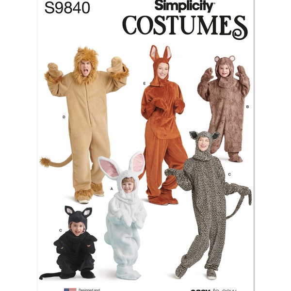 Simplicity Sewing Pattern S9840 Children's and Adult's Animal Costumes