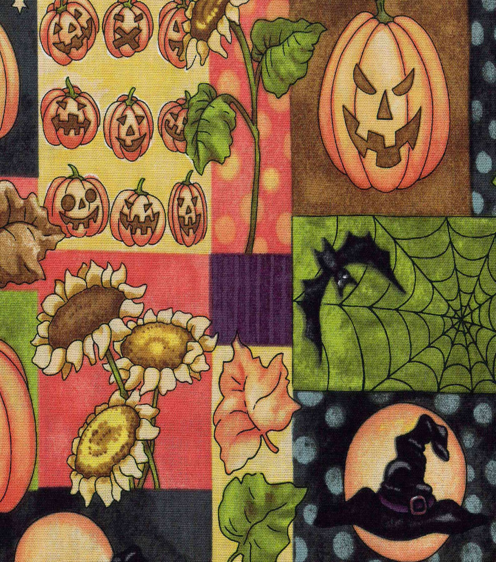 Vintage Halloween Patch Cotton Fabric Sold by the Yard Etsy