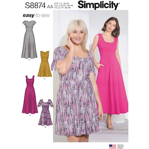 Simplicity Sewing Pattern S8874 Misses&#39;/Women&#39;s Easy-to-Sew Knit Dress
