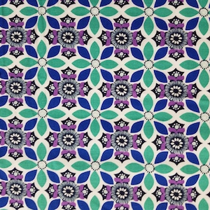 Medallion Blue Teal Cotton Fabric (1 yard 14 inches)