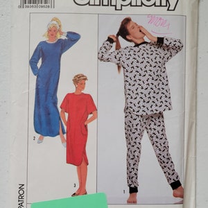 VINTAGE Simplicity Sewing Pattern 9354 Misses' Easy- to-Sew Knit Nightgown in Two Lengths and Pajamas