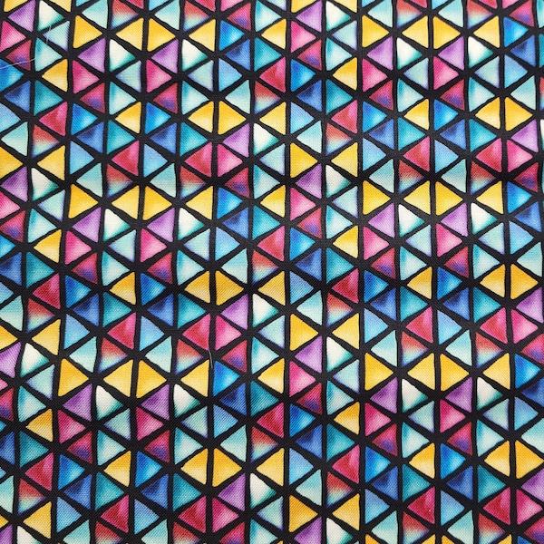 Jewel Tone Triangles Cotton Fabric (22 inches)