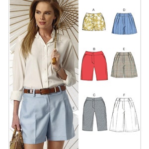 Vogue Sewing Pattern V9008 Misses' Pleated or Flat-Front Shorts