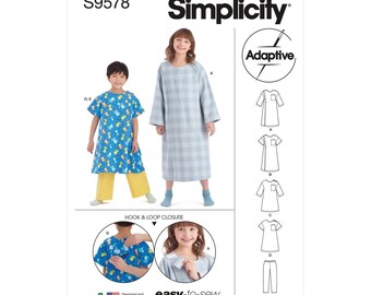 Simplicity Sewing Pattern S9578 Children's, Girls' and Boys' Recovery Gowns and Pants