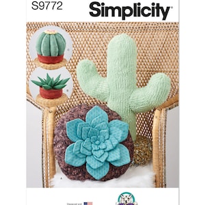 Simplicity Sewing Pattern S9772 Decorative Succulent and Cactus Plush Pillows by Carla Reiss Design