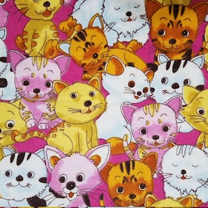 Packed Cats Pink Flannel Fabric (1 yard)