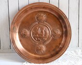 Vintage copper wall plate Large dish Folklore myth Kitchen accessories Cozy Housewarming Gift retro Dinnerware decor DAY hanging decorative