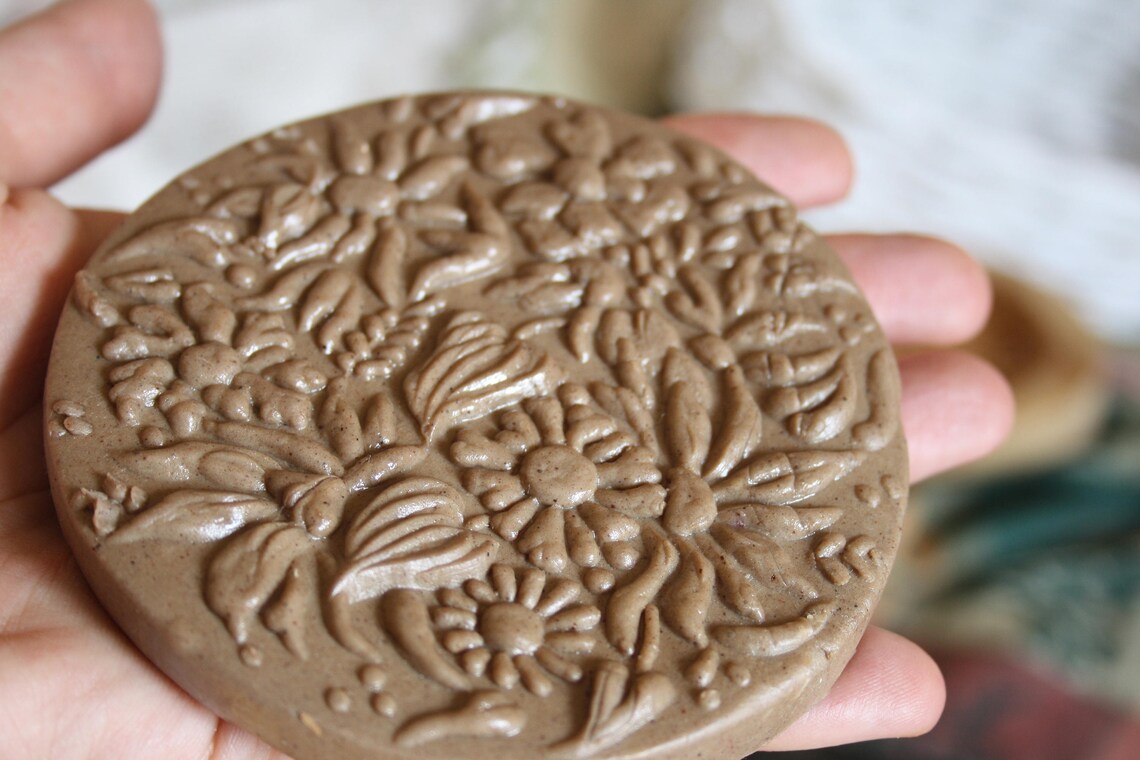 Wood Cookie Stamp With Flowers Gingerbread Bake Cookware Gift Etsy