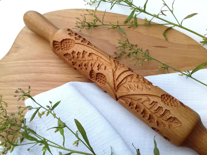 Rolling Pin With Thistle Bake Gift Idea Biscuits Cookies Mold Etsy