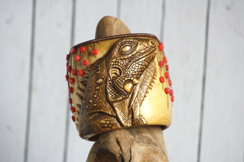 Big Wood Red Bangle Bracelet Wooden