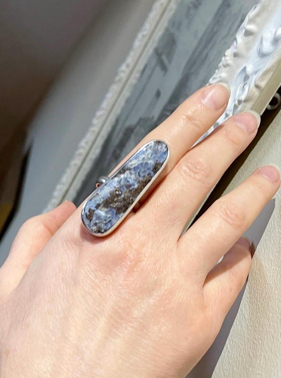 BIG Modernist Queensland Boulder opal ring in sterling silver Modernist Opal ring South Western style opal ring