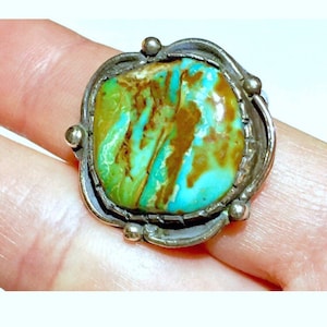 Antique Vintage Navajo Royston Turquoise Sterling Silver Ring