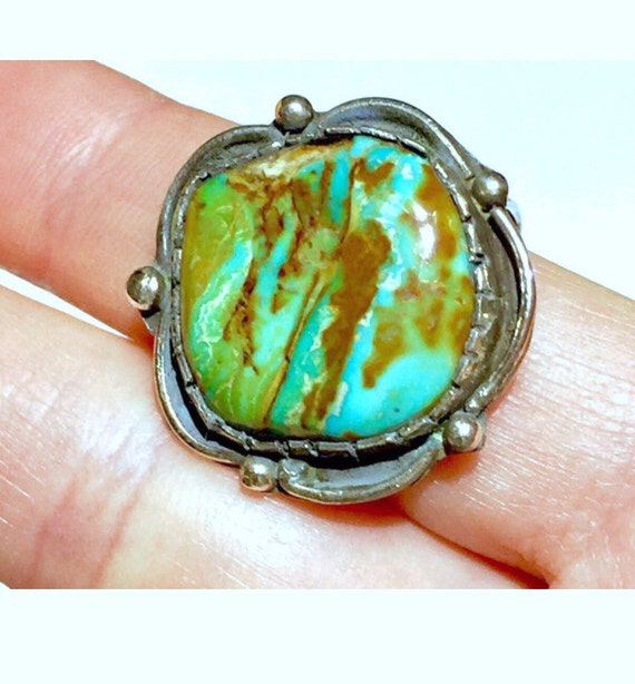 Antique Vintage Navajo Turquoise Sterling Silver … - image 1