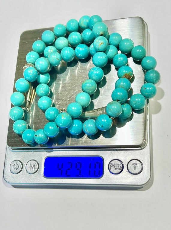 Rare Rounded Vintage Native American Navajo Royston Turquoise Sterling Silver Necklace Rare Rounded Vintage Native American Navajo Royston Turquoise Sterling Silver Necklace