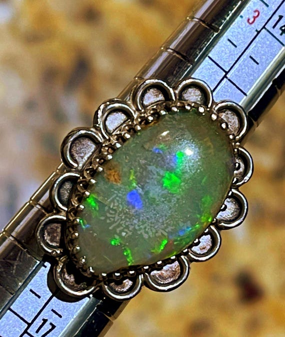 Semiblack Opal ring Native American Opal ring Navajo Opal vintage ring