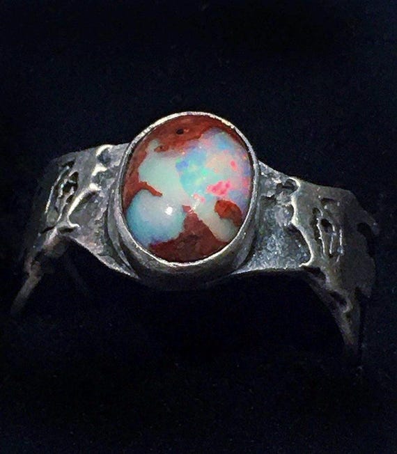 Brutalist Opal ring Native American style Opal ring October birthstone ring ring unisex opal ring mans opal ring