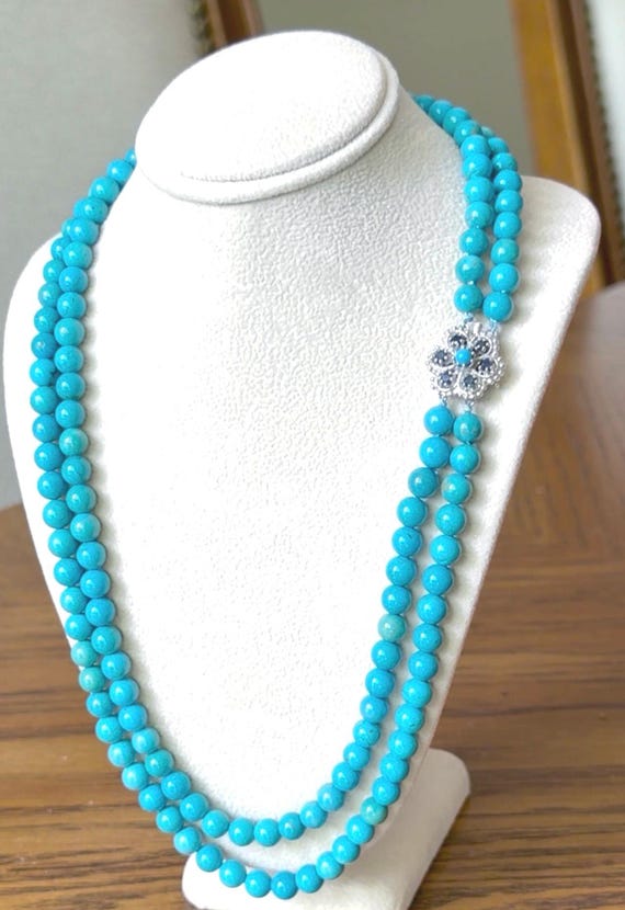 14k sapphire turquoise  necklace 14k gold vintage necklace