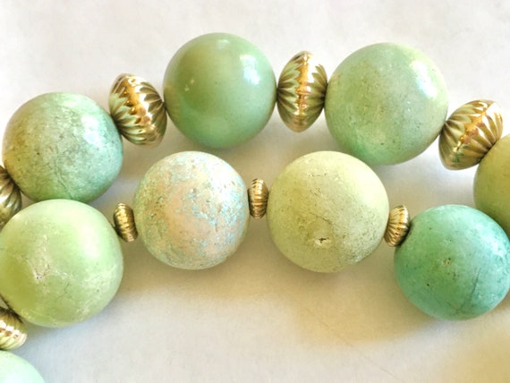 Antique Chinese Natural Turquoise round beads nec… - image 9