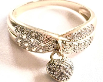 Engagement 14k diamond  ring hugs heart knot ring serpent snake skin like antique Georgian Victorian style serpent snake ring padlock ring