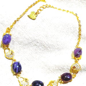 Sugilite padlock bracelet chain sterling silver gold gilt padlock jewelry