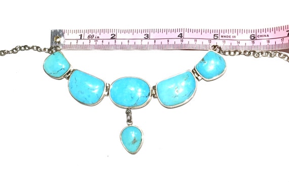 Large Blue Turquoise Sterling Silver Necklace - image 5