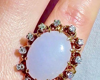 15k diamonds Lavender jade ring lavender jadeite ring antique vintage Victorian or Post Victorian ring