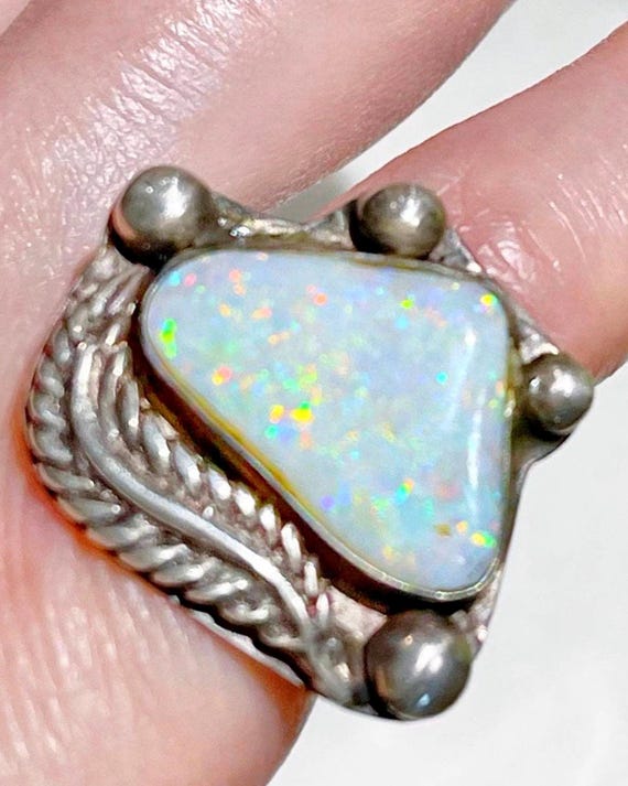 Native American Opal ring October birthstone ring Native American opal ring sterling